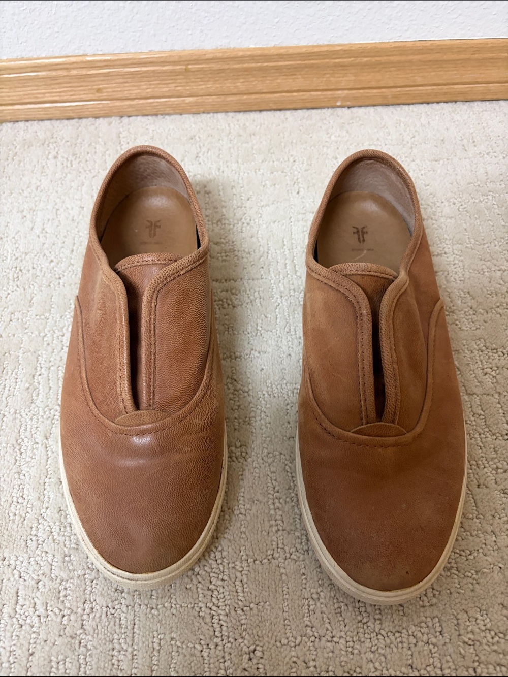 Frye Slip-On Leather Sneakers - Tan women’s size 8 M